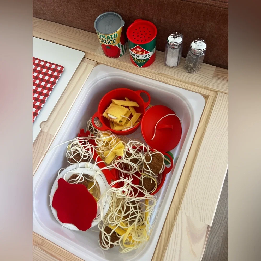 Spaghetti and Meatballs Handmade Sensory Play Sets - Picture 4 of 6